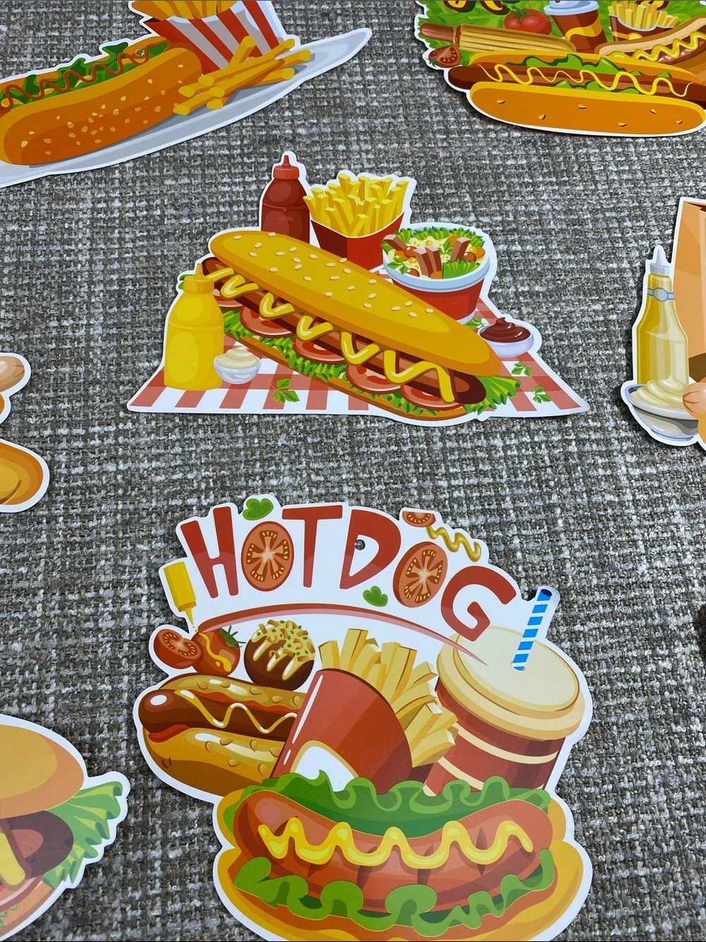 Hot Dog Party ceiling Confetti spirals  - Yellow and Red food truck decor